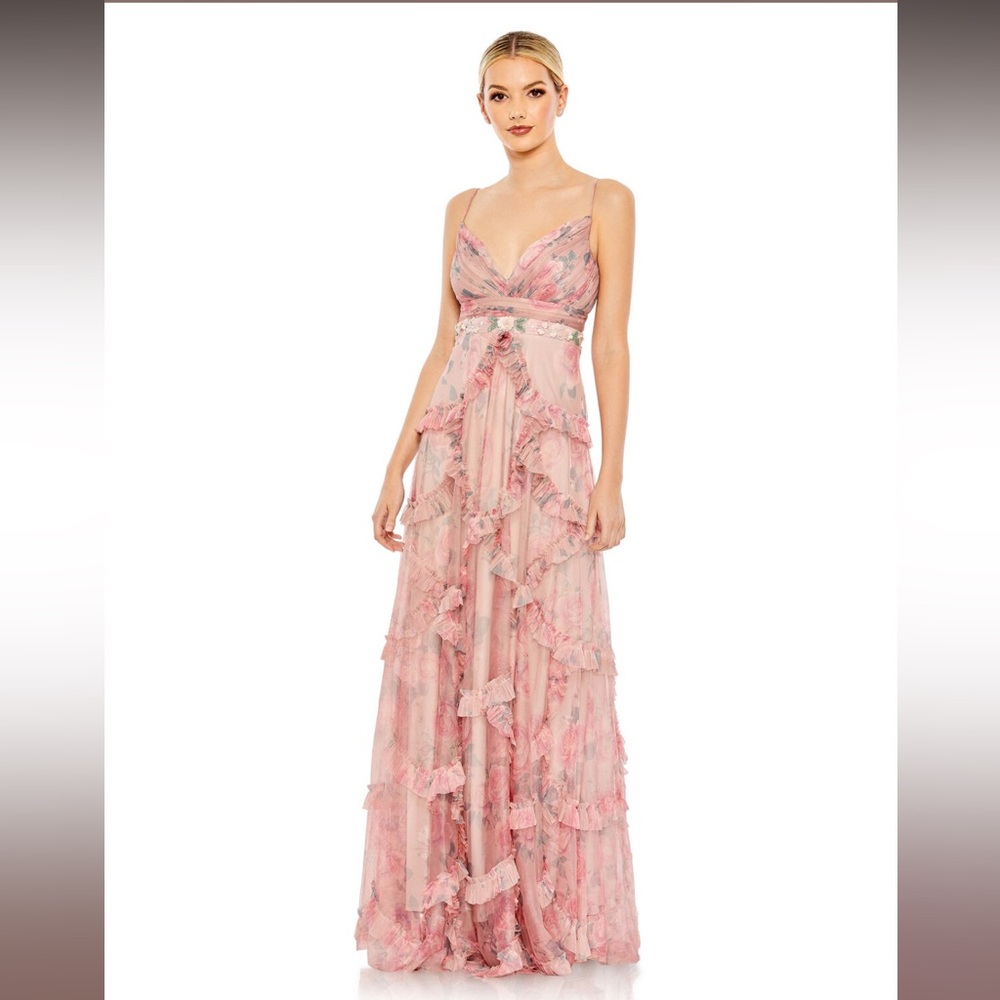 Mac Duggal Pink Floral Dress, Size 0